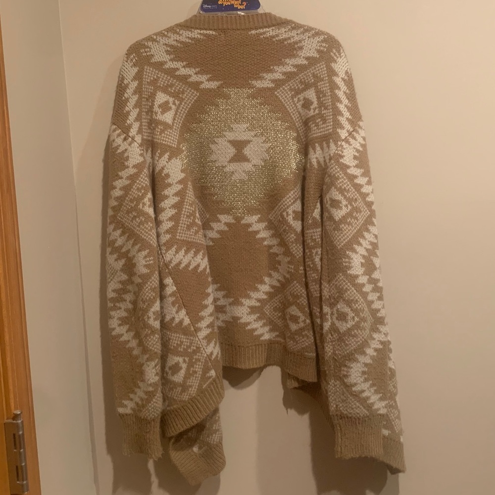 Azteca Pattern Brown Gold Cardigan - Picture 3 of 3